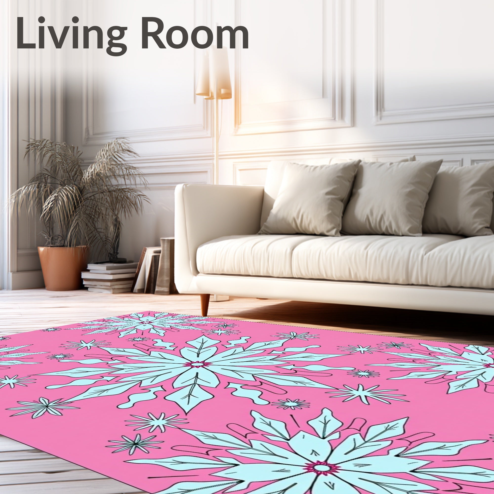 Pink Aqua Snowflake Medallion Rug