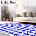 Bold Blue Abstract Geometric Pattern Rug