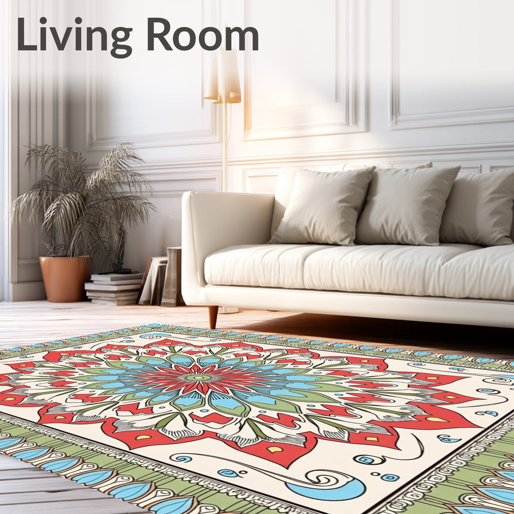Mandala Style Floral Pattern Rug