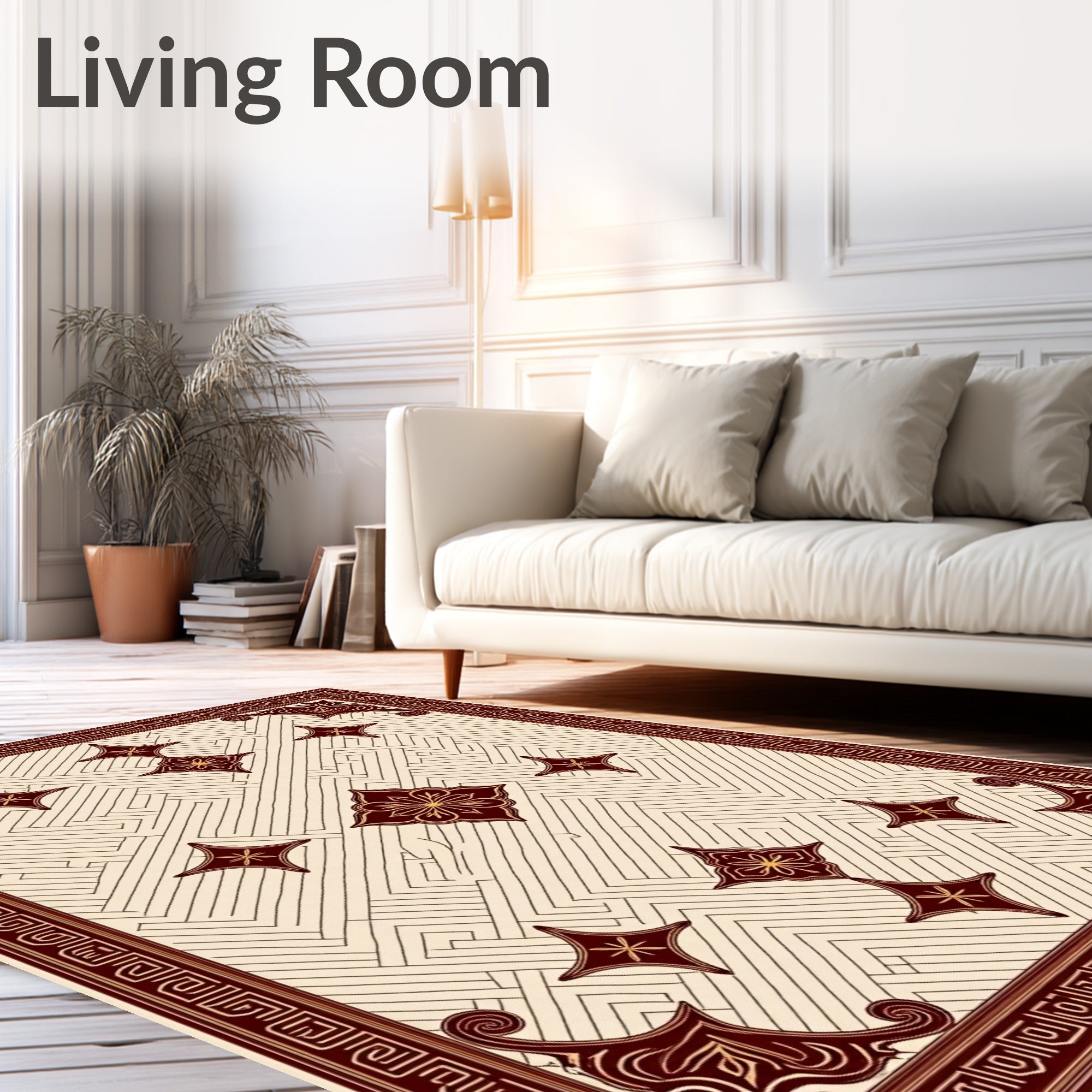Geometric Floral Pattern Traditional Rug