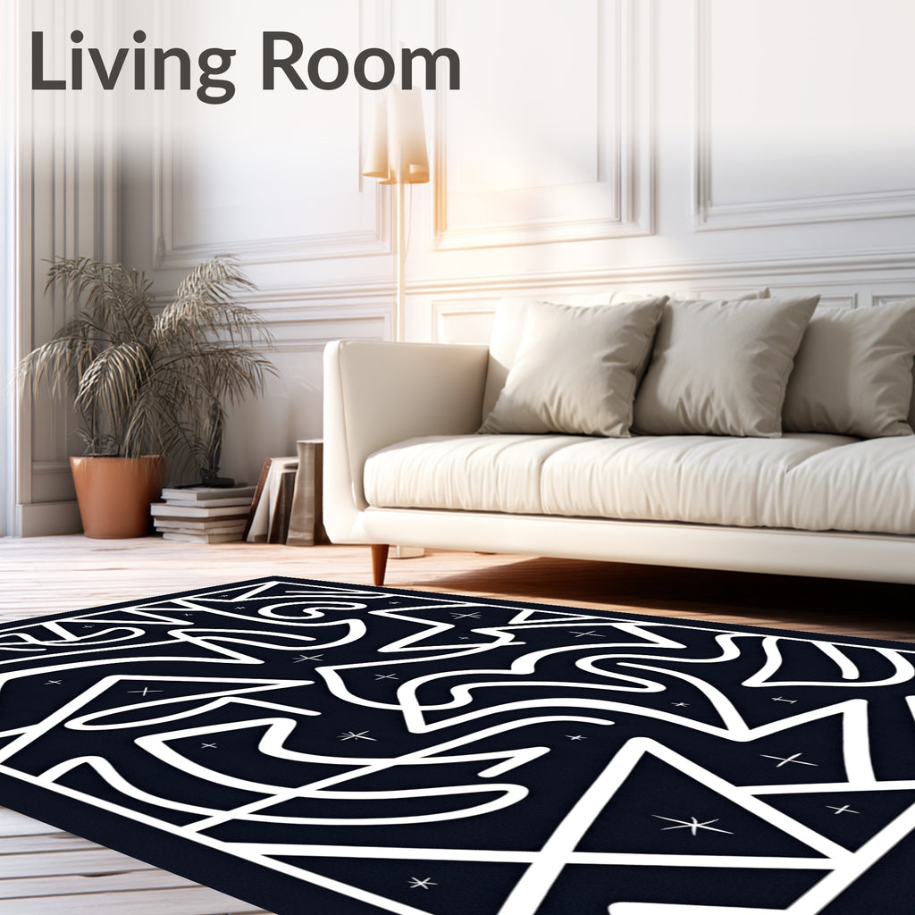 Abstract Swirl Geometric Star Pattern Rug
