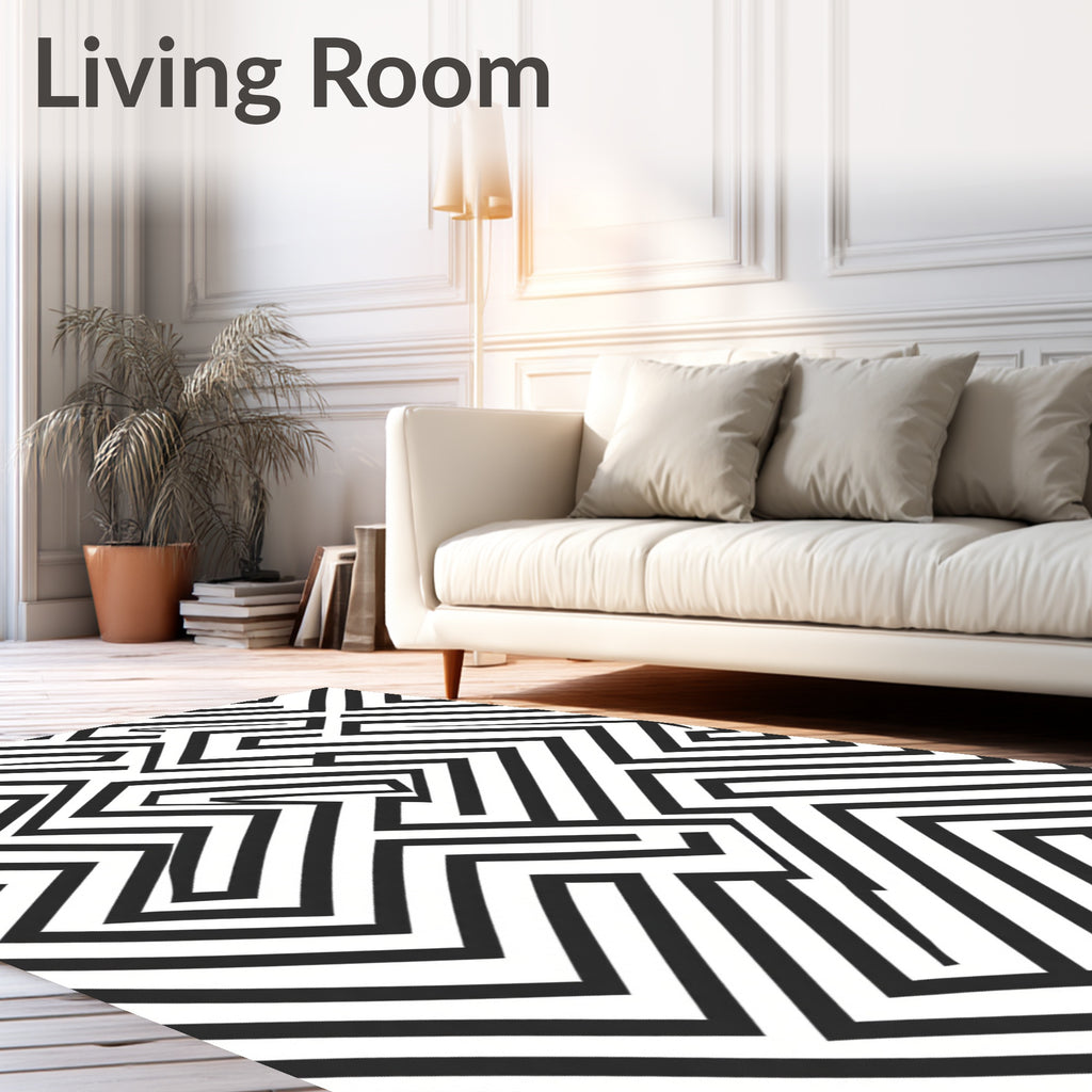 Abstract Geometric Maze Pattern Rug