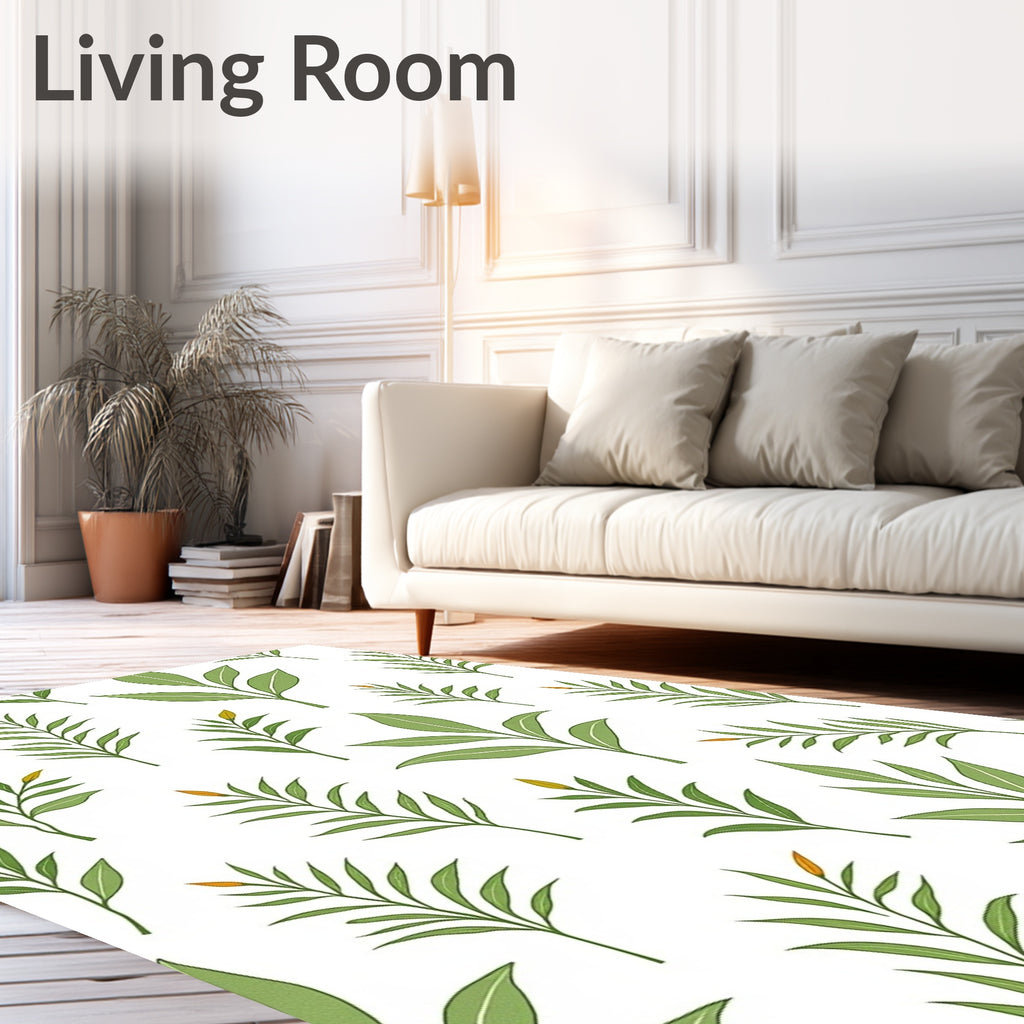 Green Leafy Botanical Pattern Rug