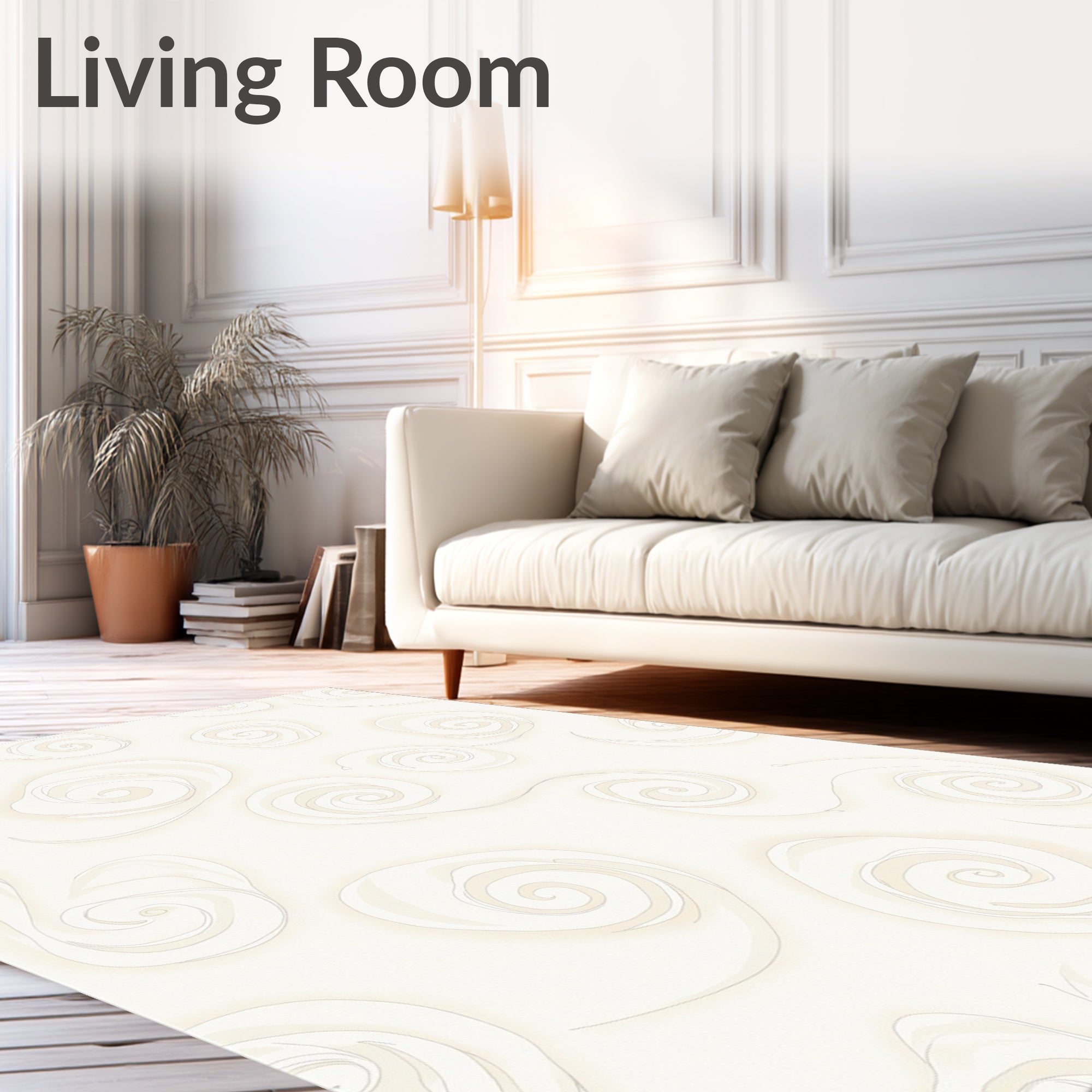 Cream Swirl Abstract Pattern Rug