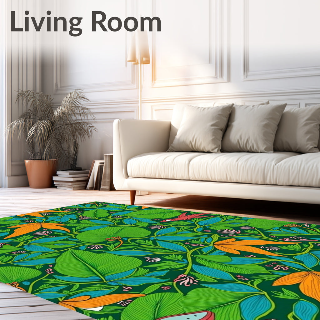 Emerald Jungle Frog Lizard Foliage Rug