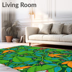 Emerald Jungle Frog Lizard Foliage Rug