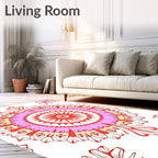 Vibrant Pink Red Floral Mandala Pattern Rug