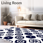 Hexagonal Silhouette Floral Pattern Rug
