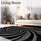 Black Gray Swirl Pattern Rug