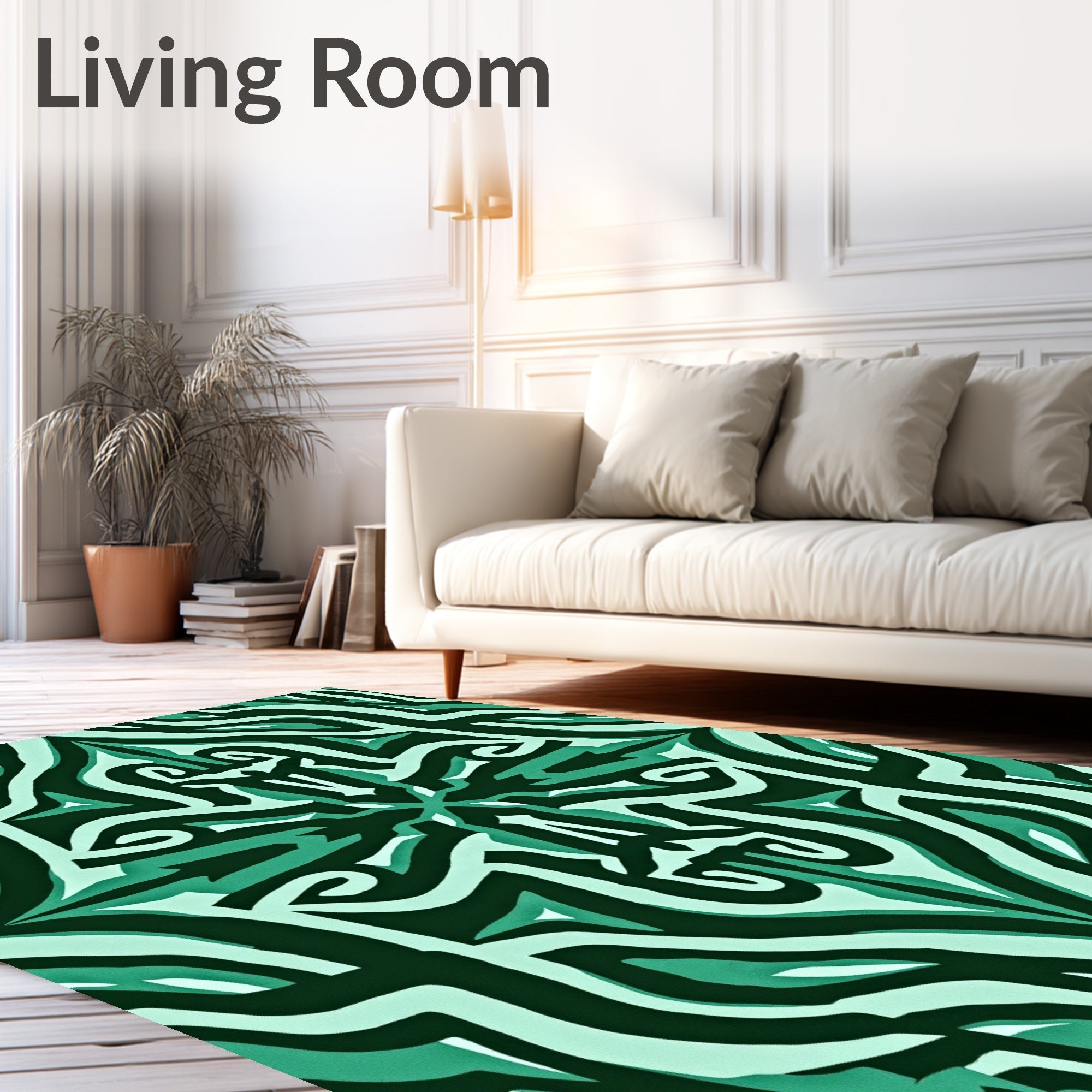 Teal Abstract Symmetry Pattern Rug