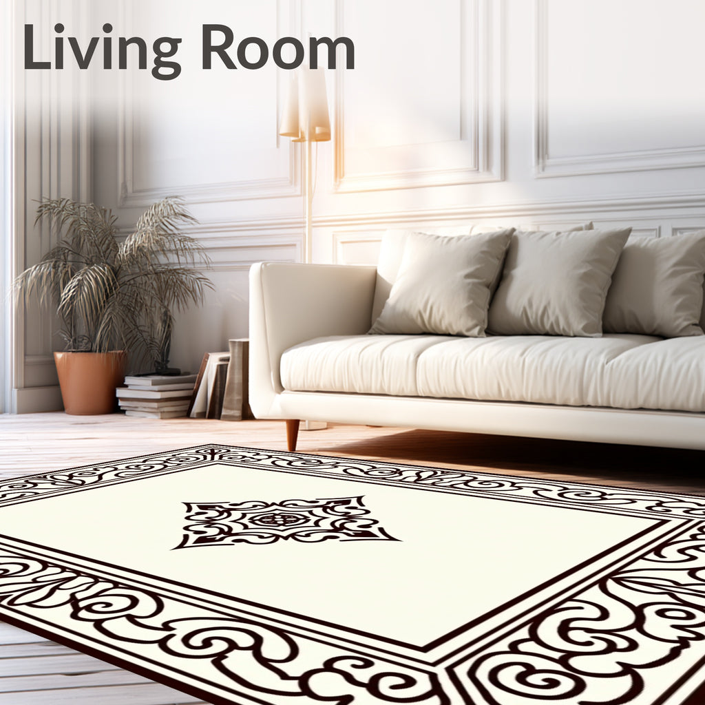 Ornate Traditional Scroll Border Design Rug
