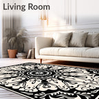 Mono Floral Mandala Pattern Rug