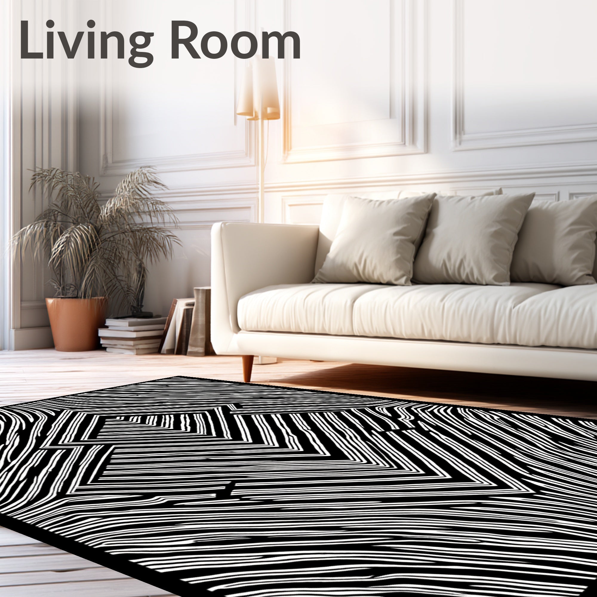 Abstract Striped Geometric Pattern Rug