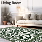 Ornate Floral Scroll Medallion Frame Rug