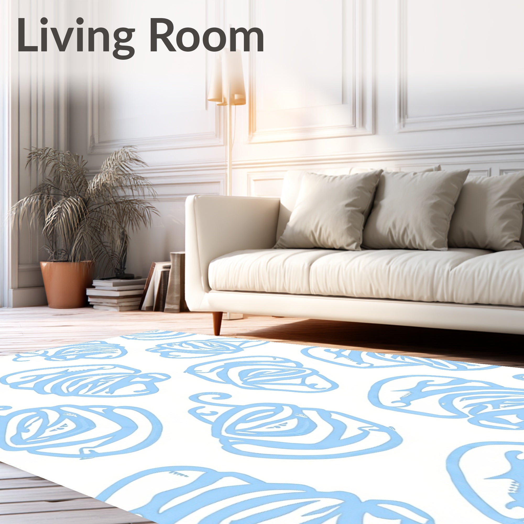 Abstract Blue Swirls Pattern Rug
