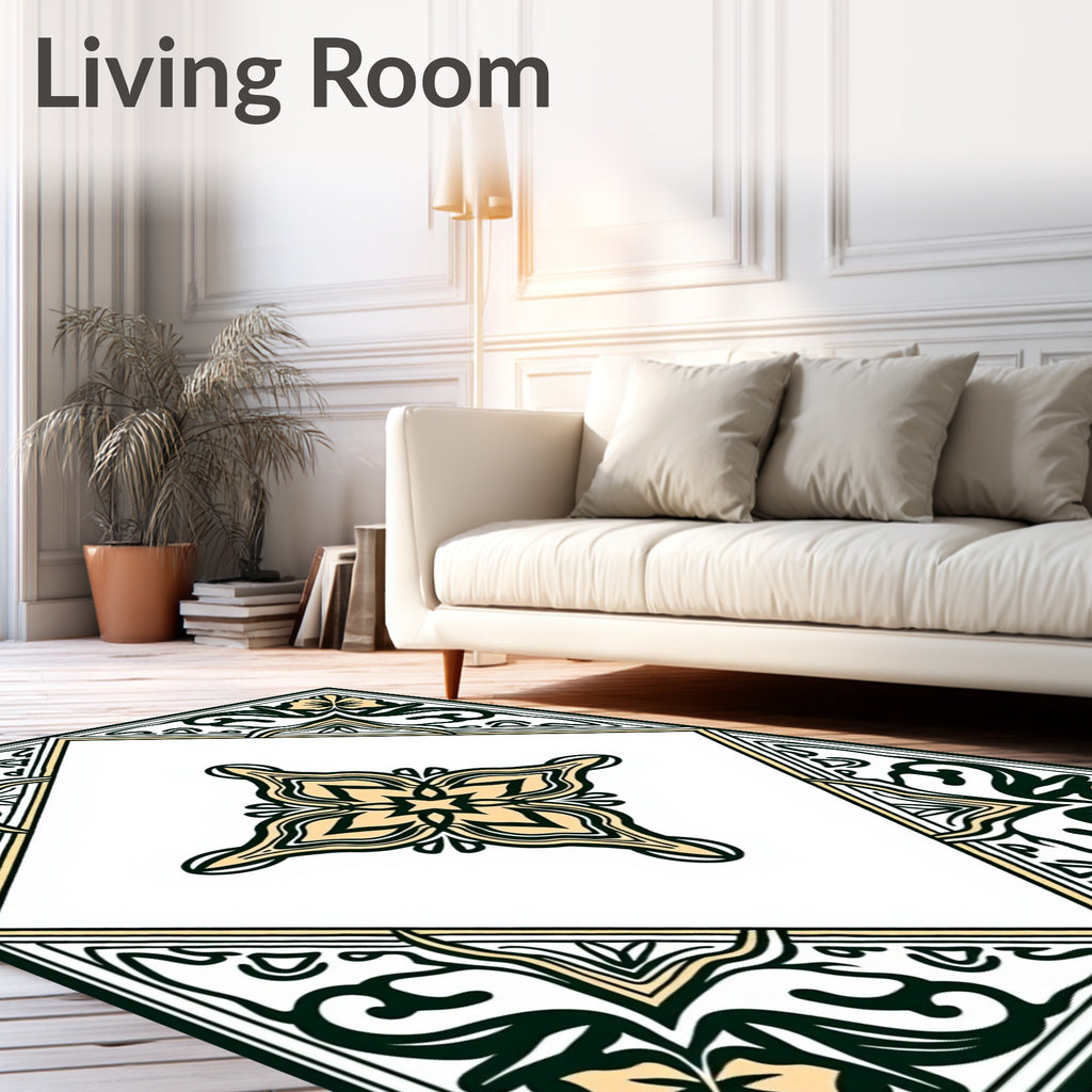 Art Nouveau Floral Geometric Pattern Rug