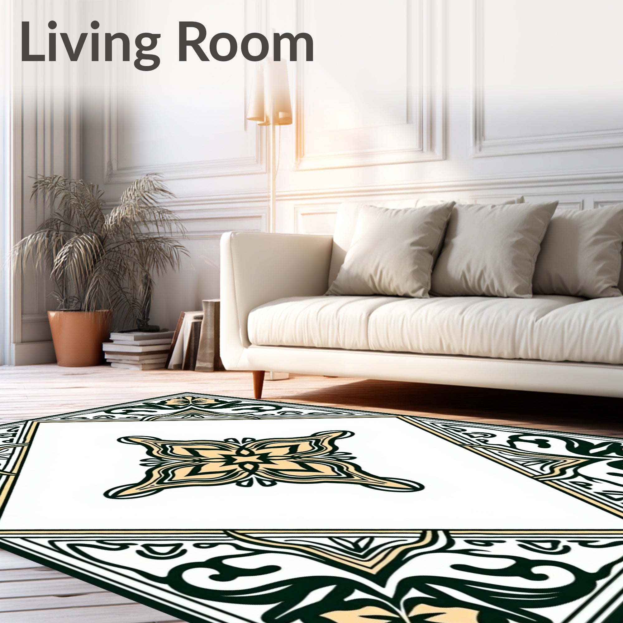 Art Nouveau Floral Geometric Pattern Rug