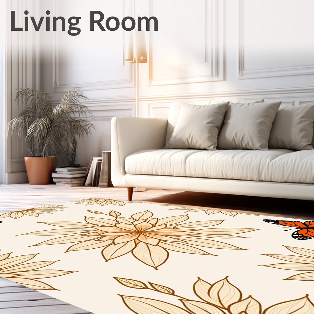 Monarch Butterfly Garden Art Rug
