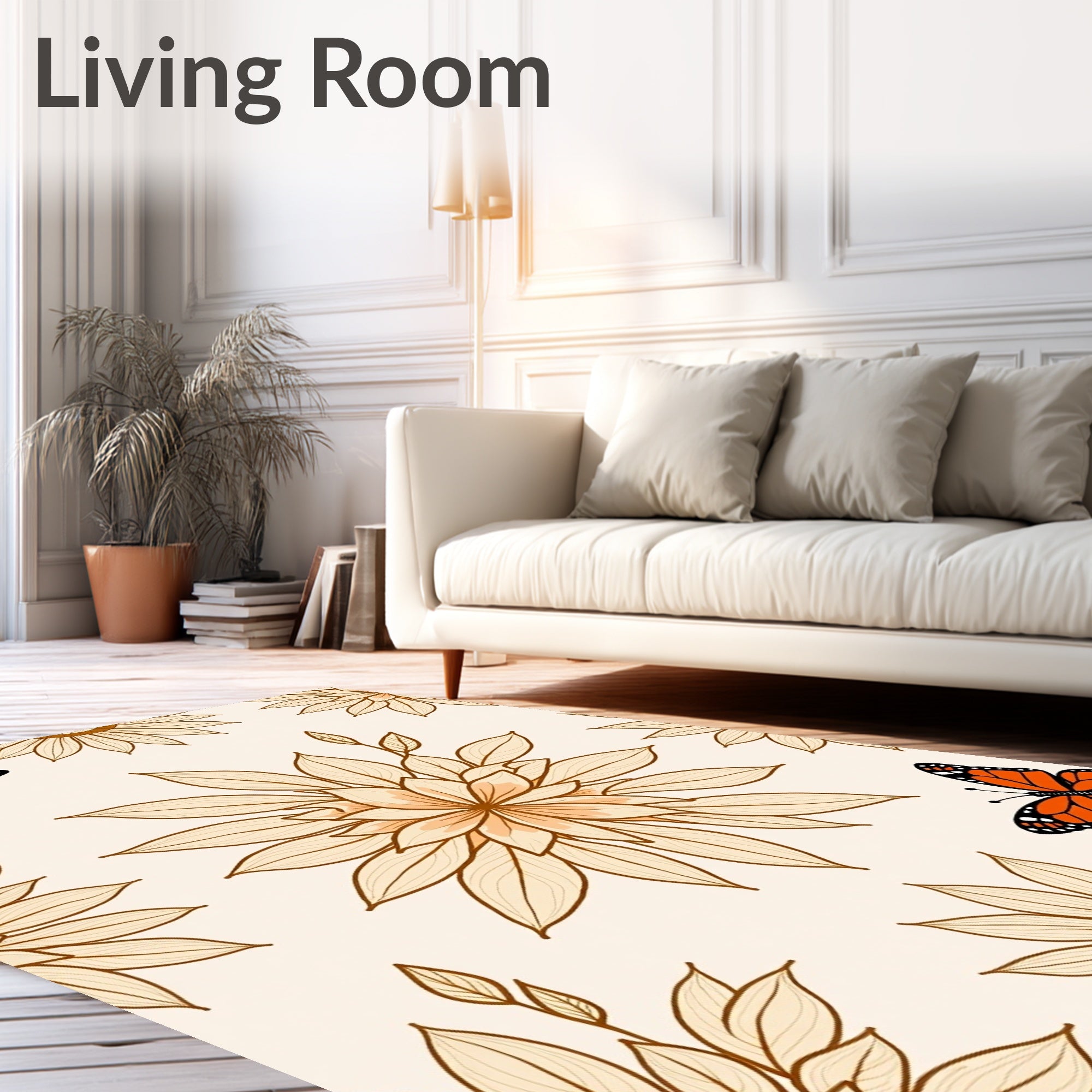 Monarch Butterfly Garden Art Rug