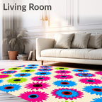 Bright Floral Pattern With Circle Centers Rug