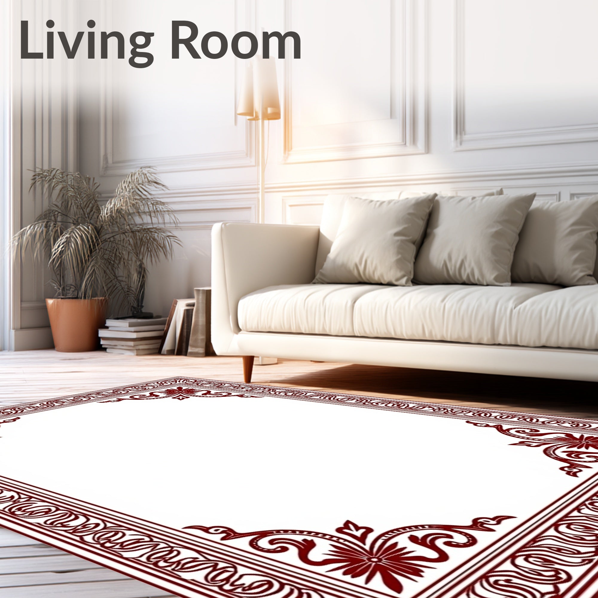 Ornate Floral Border Design Rug