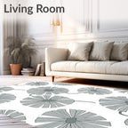 Gray Floral Sunburst Pattern Rug