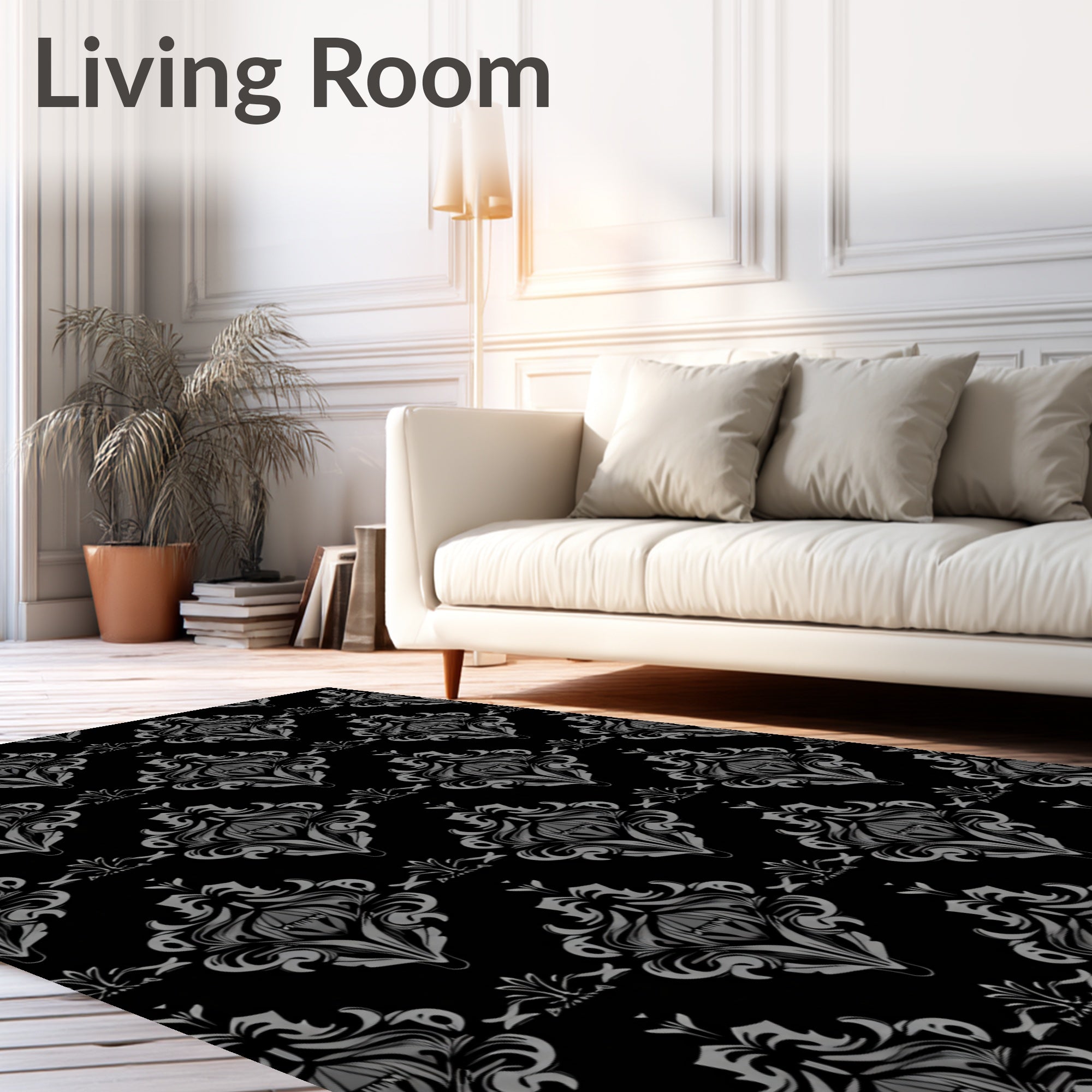Ornate Floral Damask Pattern Rug