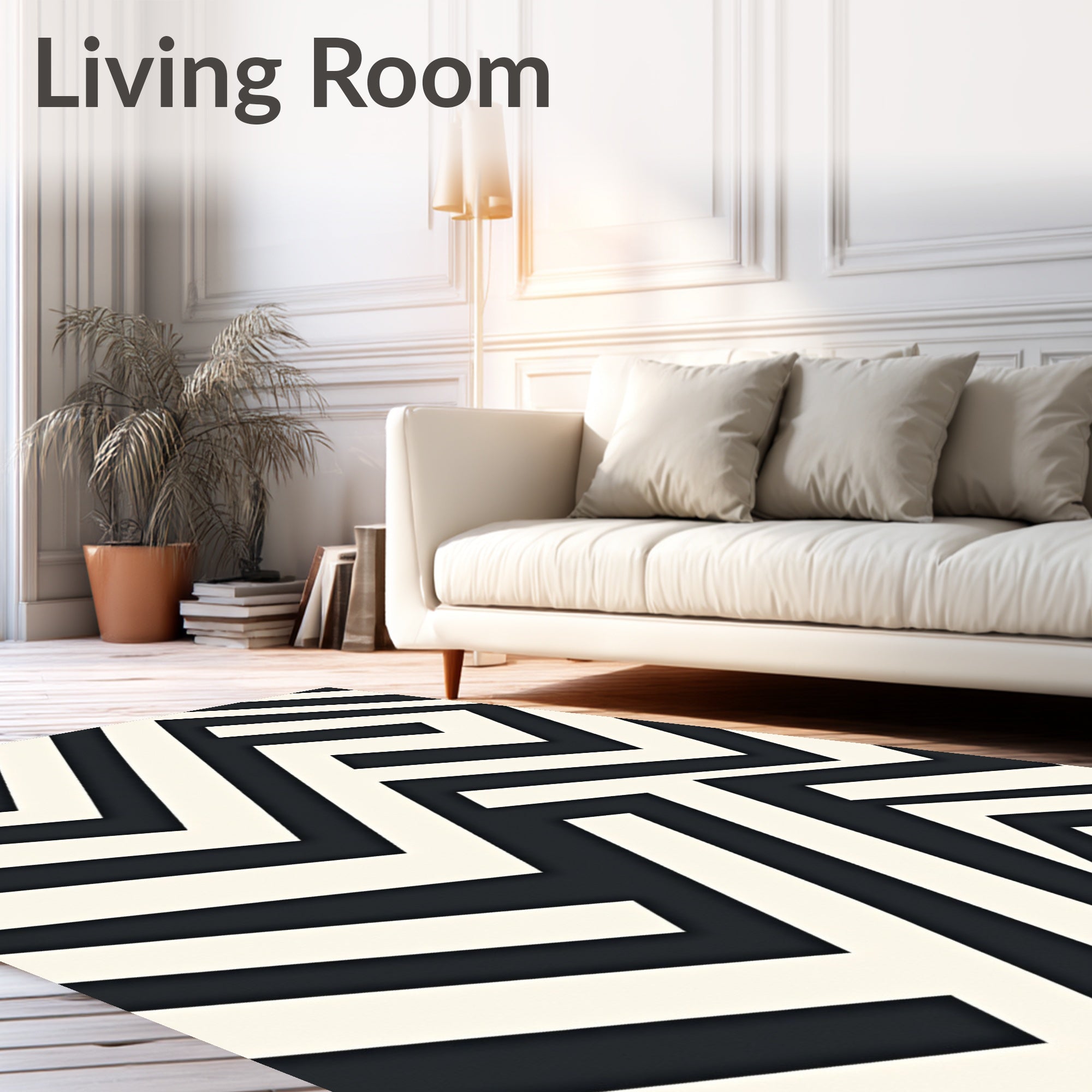 Abstract Interlocking Geometric Pattern Rug