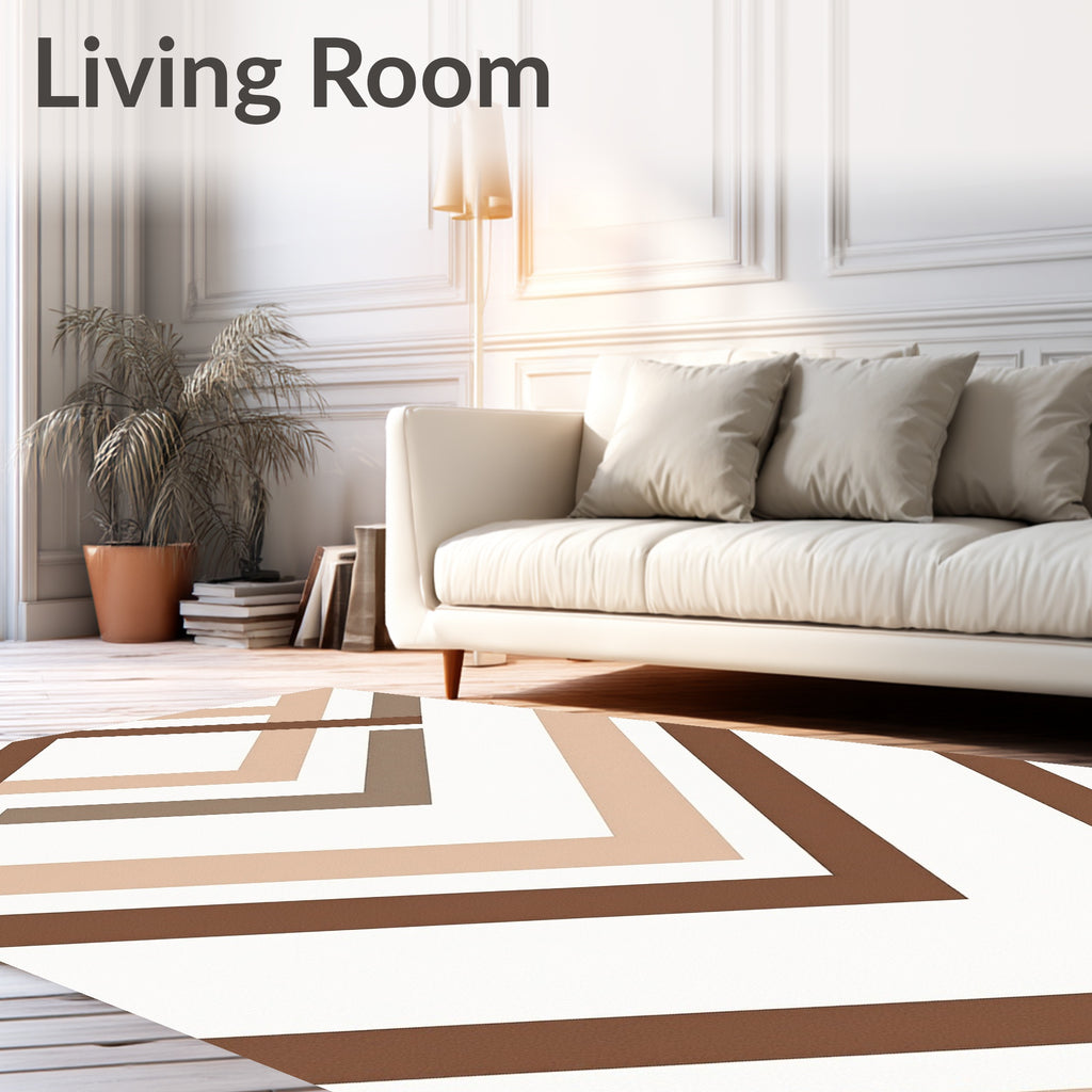 Geometric Chevron Pattern in Earth Tones Rug
