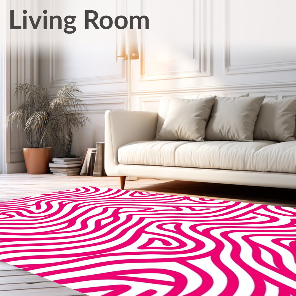 Vibrant Pink Abstract Swirl Pattern Rug