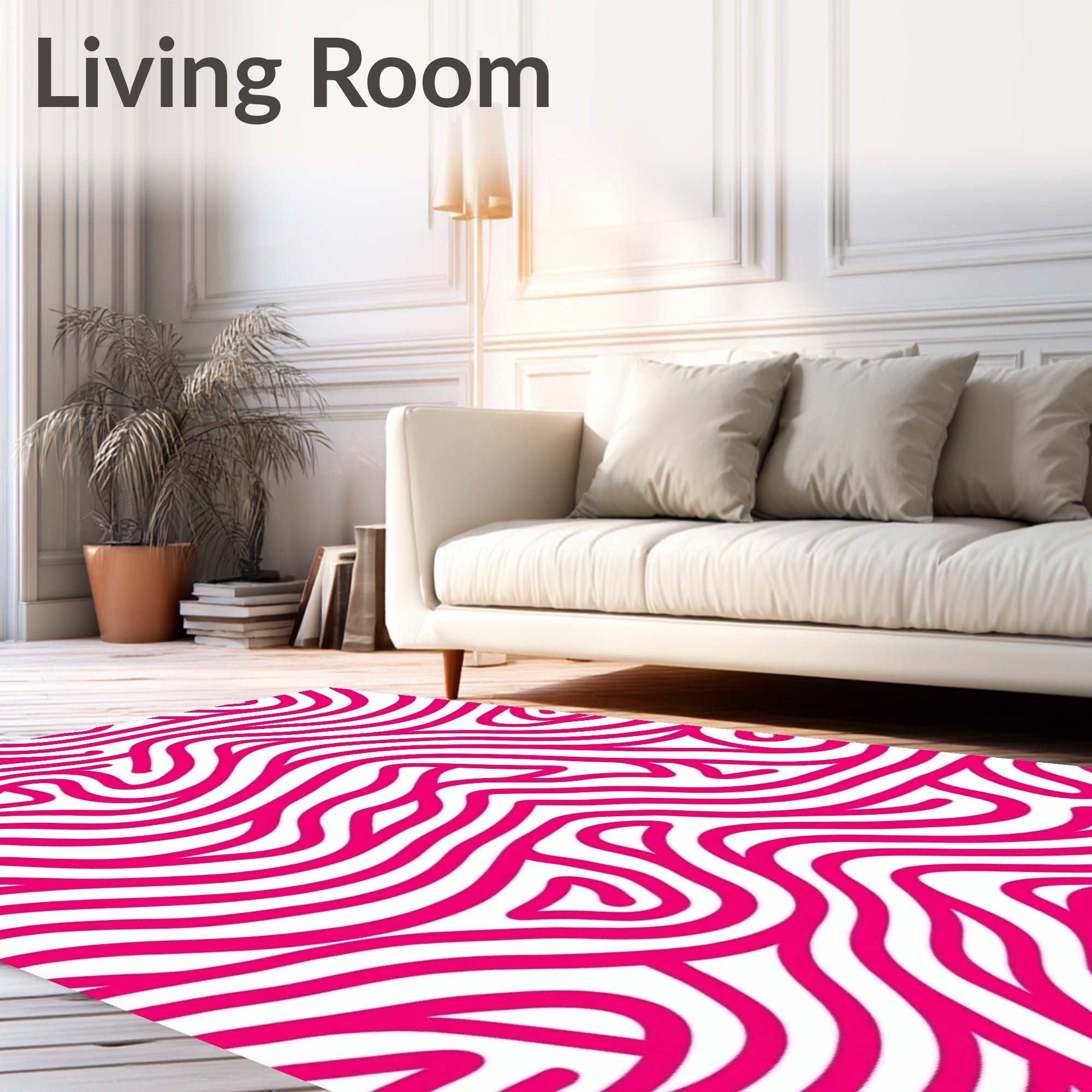 Vibrant Pink Abstract Swirl Pattern Rug
