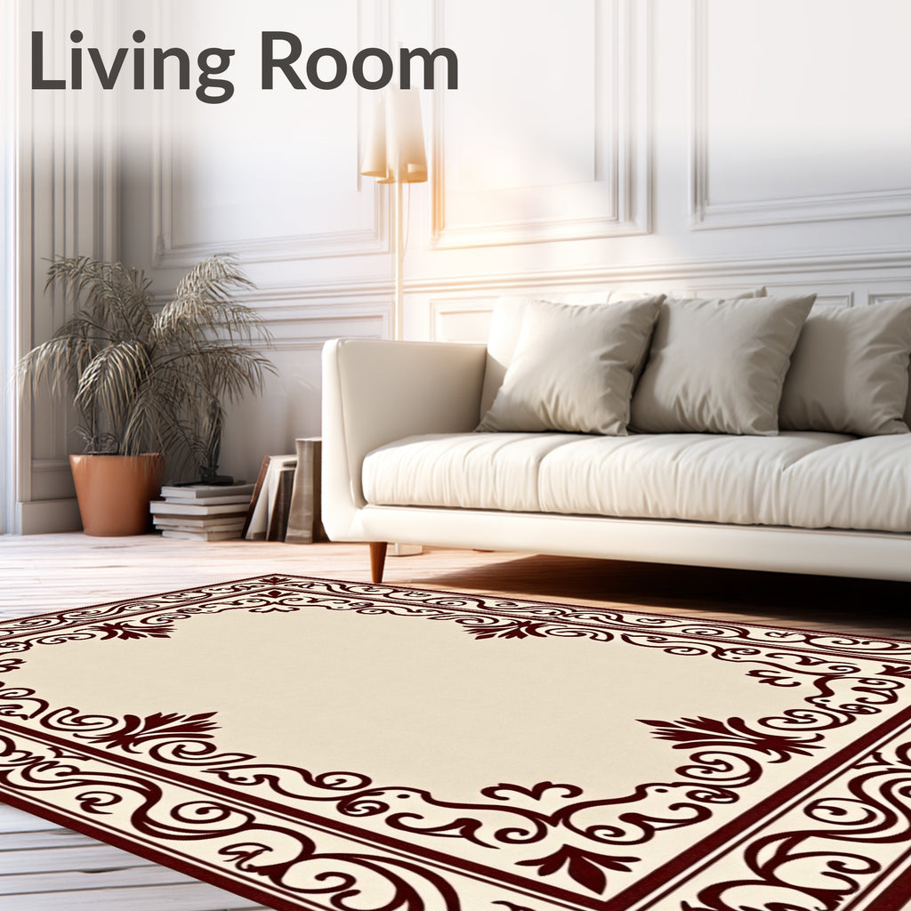 Elegant Baroque Floral Scrollwork Design Rug