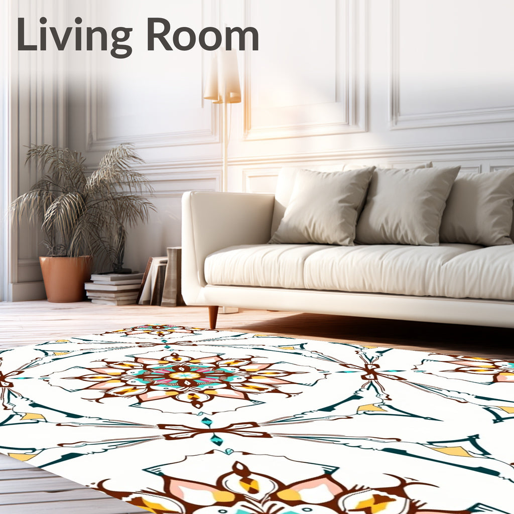Colorful Floral Medallion Motif Rug