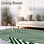 Bold Green Wavy Art Pattern Rug