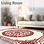 Classic Red Floral Medallion Frame Design Rug