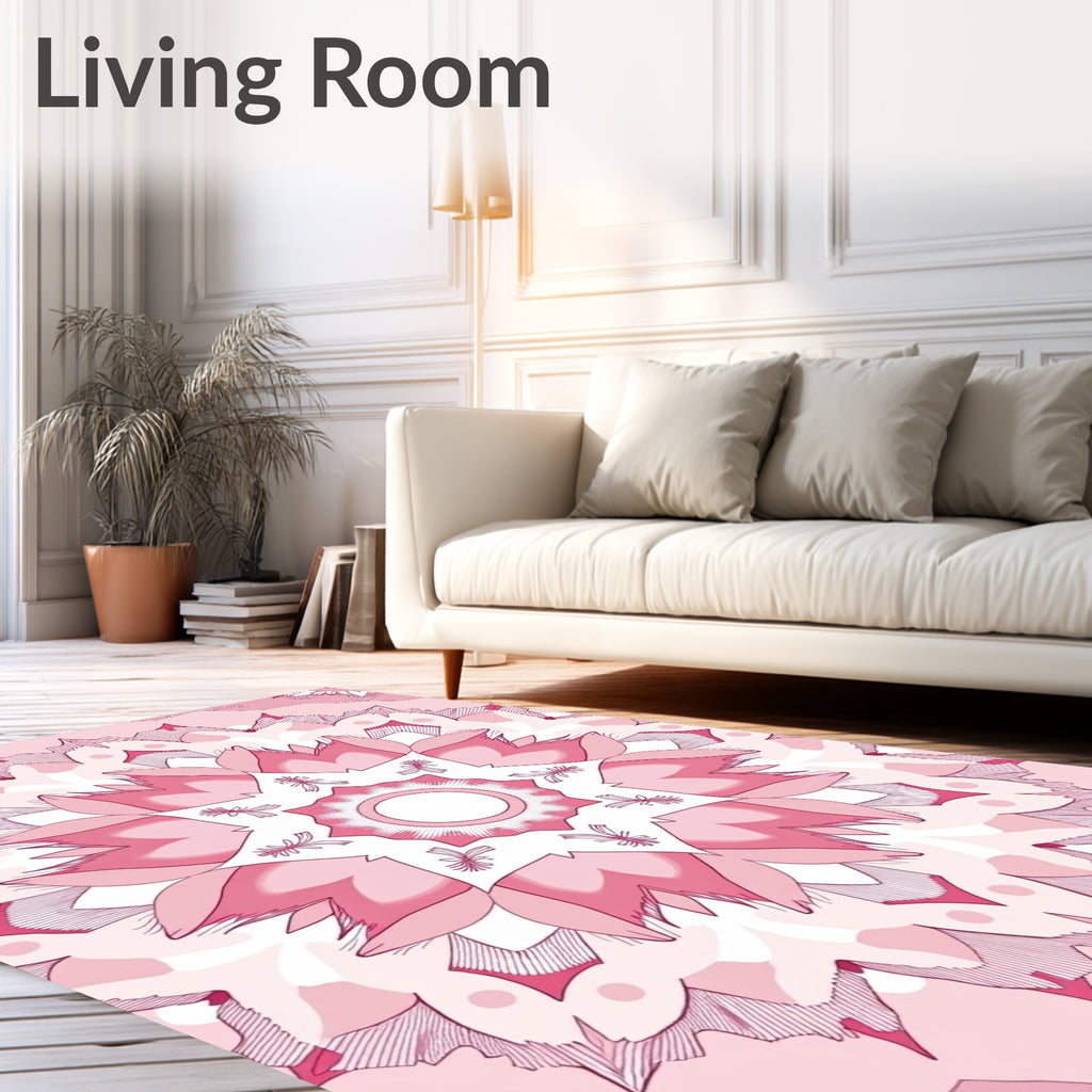 Pink Mandala Floral Radiating Pattern Rug