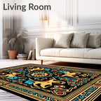 Graphic Gold Red Blue Animal Pattern Rug