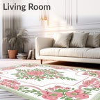 Pink Floral Garden Motif Rug