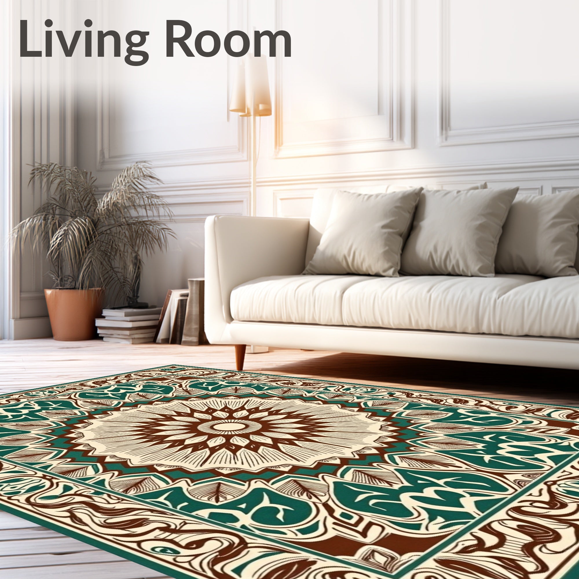 Detailed Floral Mandala Pattern Rug
