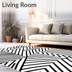 Monochromatic Geometric Maze Pattern Rug