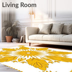 Golden Floral Sunburst Medallion Design Rug