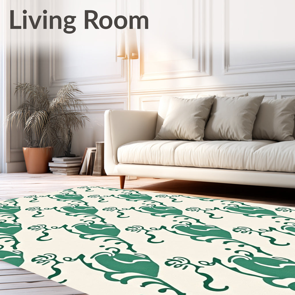 Elegant Verdant Floral Damask Rug