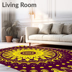 Bold Yellow Sunflower Mandala Design Rug