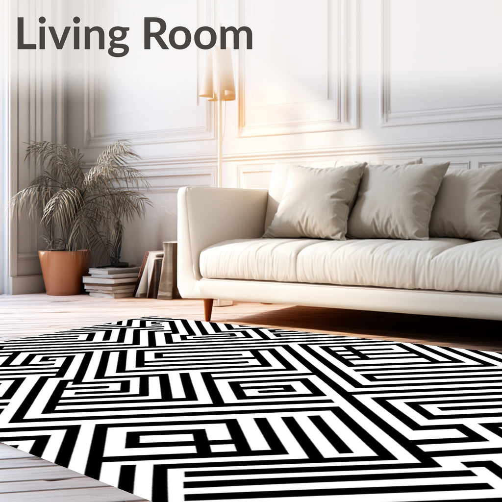 Monochromatic Linear Maze Pattern Rug