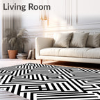 Monochromatic Linear Maze Pattern Rug