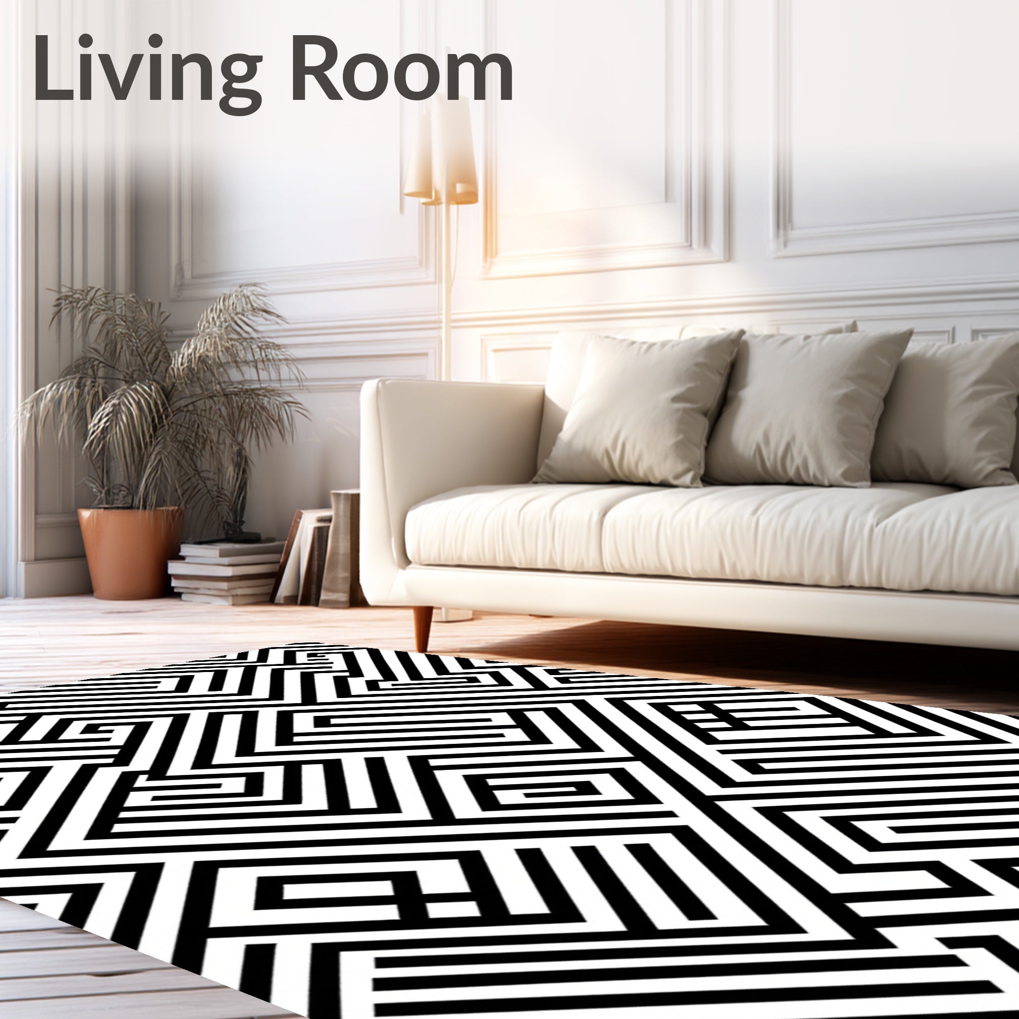 Monochromatic Linear Maze Pattern Rug