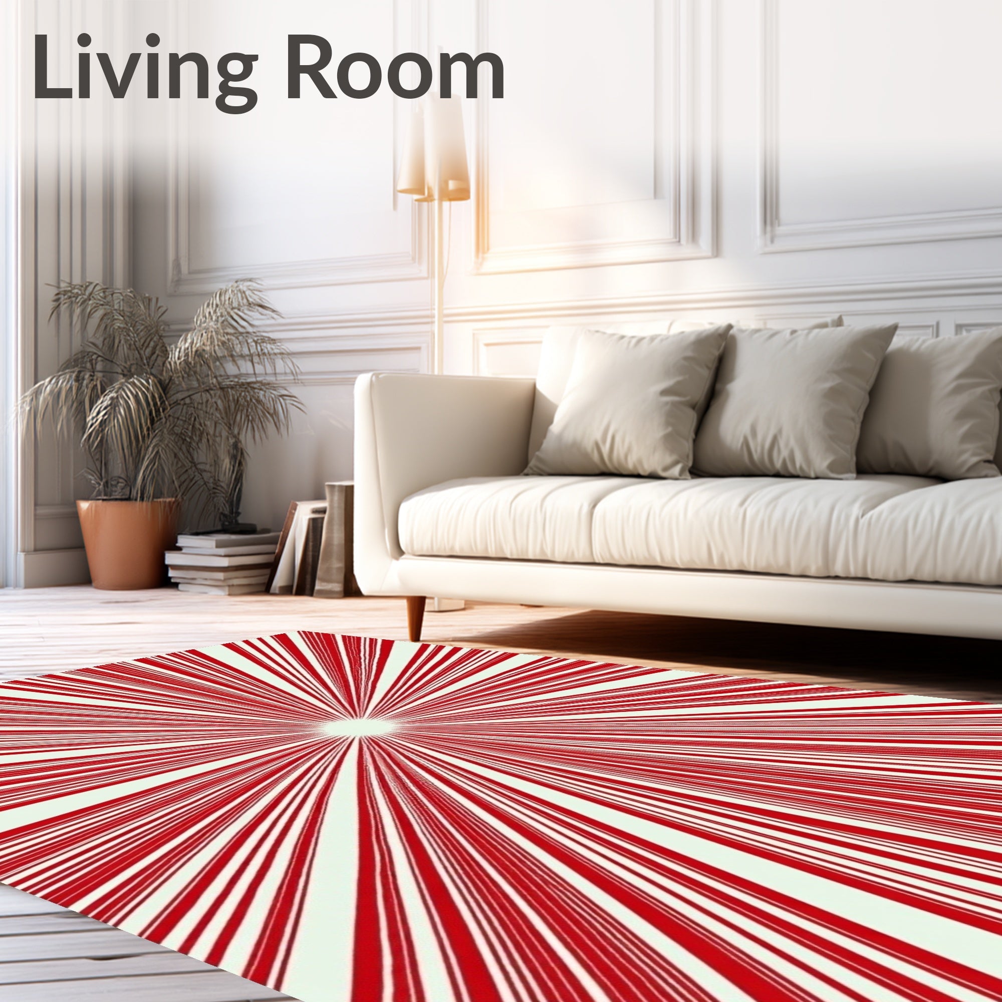 Radiant Red And White Striped Rug