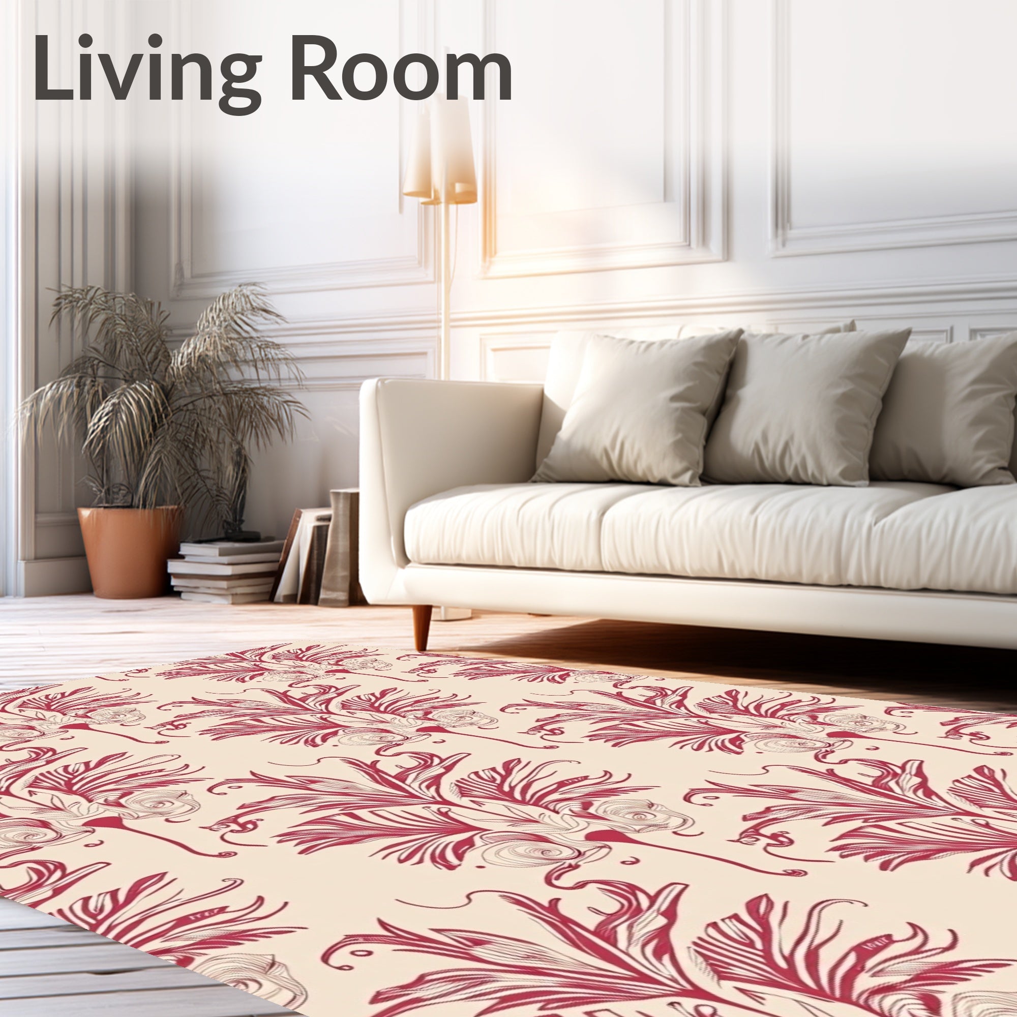 Art Nouveau Red Floral Design Rug