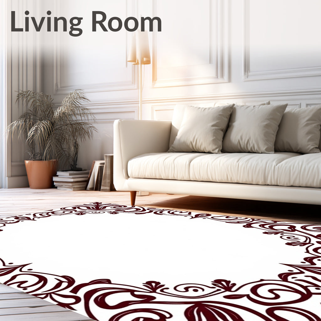 Ornate Swirl Botanical Frame Rug