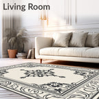 Ornate Floral Scrollwork Motif Rug